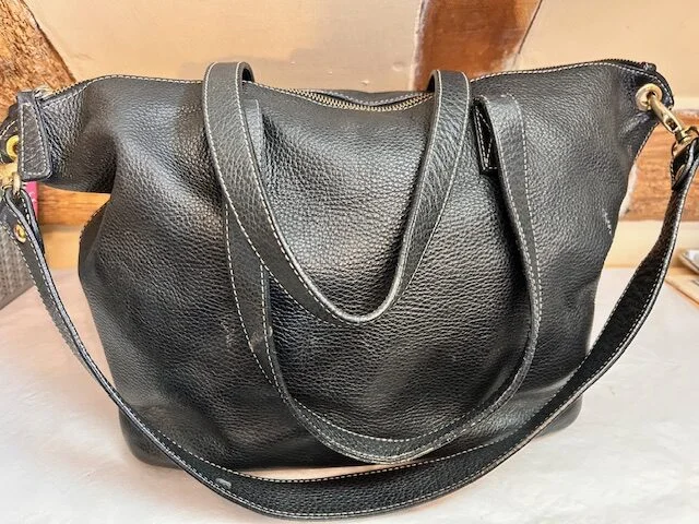Lge VITTORIA NAPOLI black aged leather sac slouch tote shoulder bag view 2