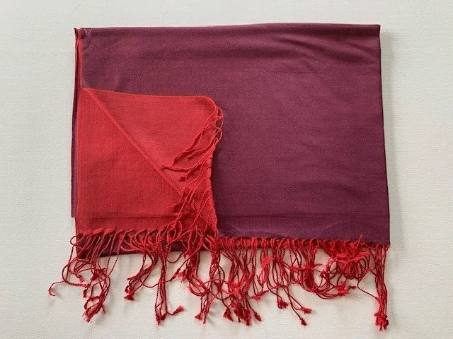 Fine quality pure red/burgundy reversible pashmina by Pashmina Love view 4