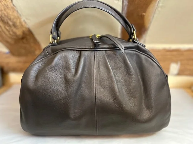 Lge EDINA RONAY mole taupe mink leather holdall bowling grab bag