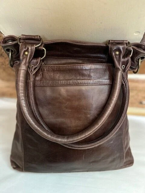 Jocasi aged conker brown two strap tote style shoulder bag view 2
