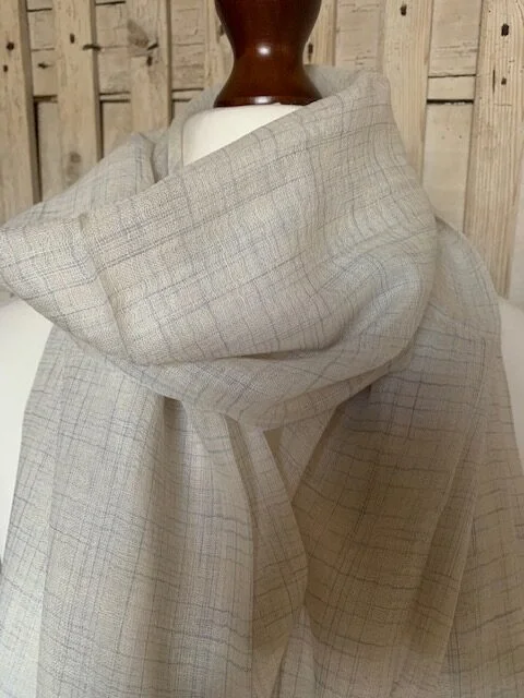 Ghost subtle check merino wool superfine lightweight pashmina by Pashmina Love