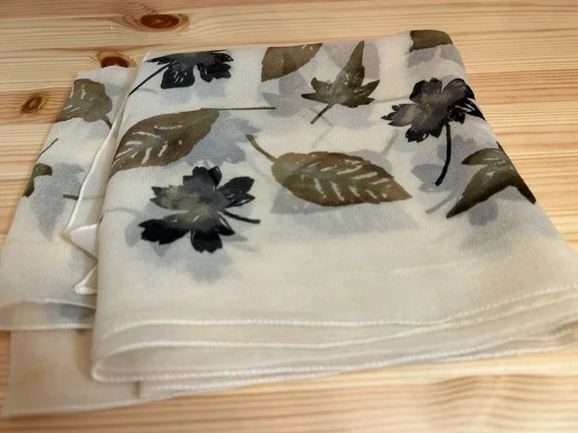 LAURA ASHLEY cream leaf print chiffon long scarf view 5