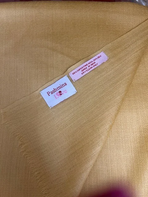 Buttersotch lightweight wool & silk pashmina shawl by Pashmina Love view 4