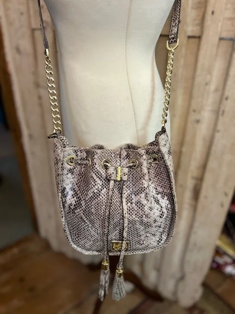BIBA beige snakeskin print real leather bucket shape xb shoulder bag view 3