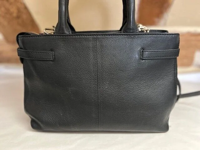 Paul Costelloe black leather multi strap top handle across body shoulder bag view 6