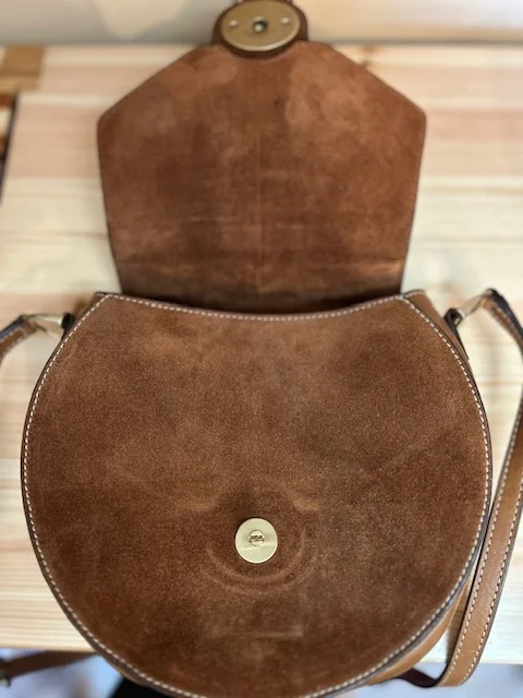 JOULES chestnut leather ponyskin round xb satchel shoulder bag view 4