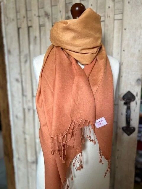 Apricot ombre dyed cotton stole scarf by Pashmina Love