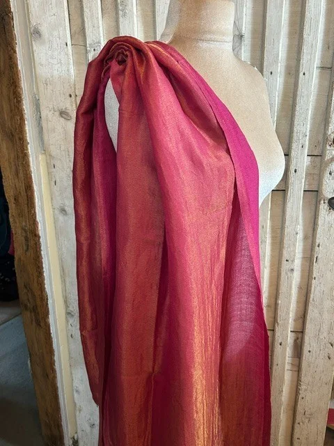Magenta wool & silk traditional Zari shimmer pashmina shawl by Pashmina Love view 3
