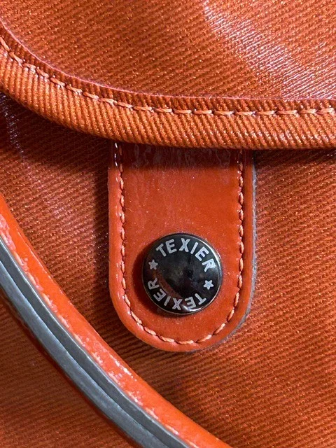 TEXIER burnt orange oilcloth/coated nylon top handle tote shopper shoulder bag view 8