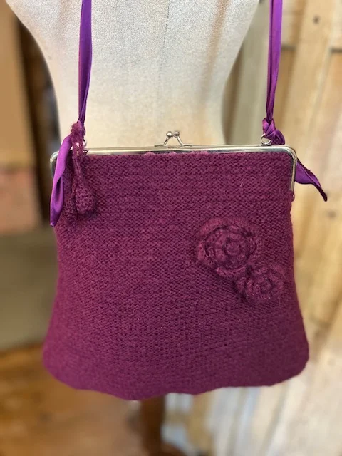 NOA NOA magenta real wool lightweight corsage purse style handbag shoulder bag view 3