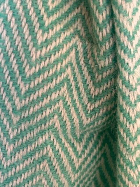 Duck Egg luxury pure merino wool herringbone shawl by Pashmina Love. view 4