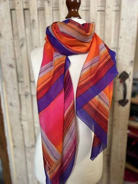 Lge brightly coloured silky floaty pashmina scarf