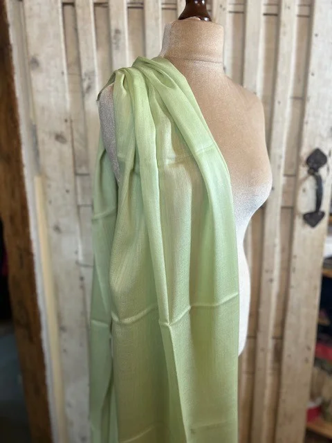 Pistachio lightweight wool & silk pashmina shawl by Pashmina Love view 2