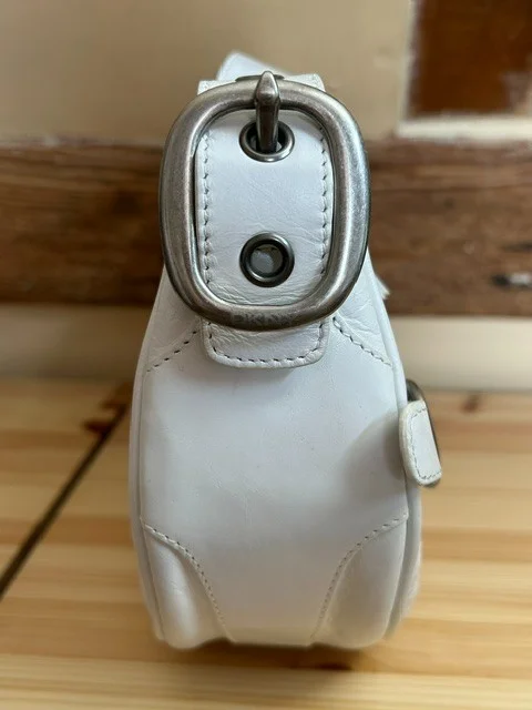 DKNY white leather east-west shape shoulder bag view 8