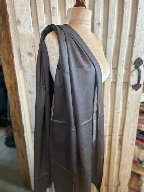 Slate grey lightweight wool & silk pashmina shawl by Pashmina Love view 3