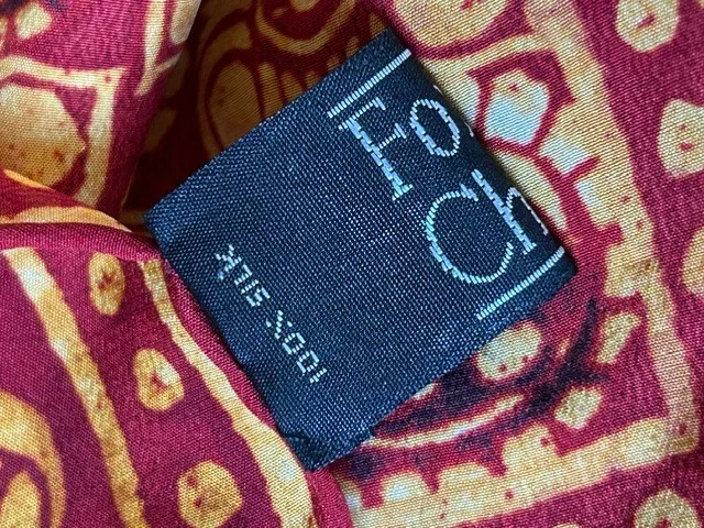 FOX & CHAVE burnt orange ethnic print pure silk long scarf view 7