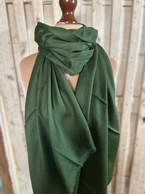 Fresh Olive lightweight wool & silk pashmina shawl by Pashmina Love