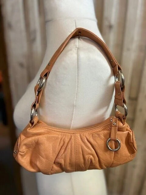 Suzy Smith peach leather east west going out evening occasion party shoulder bag