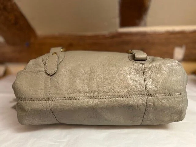 Grey Ri2K soft leather two strap bucket shoulder bag view 6