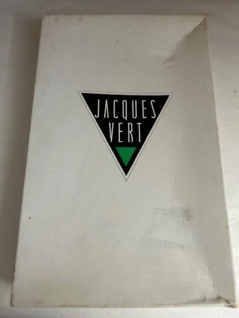 Vintage Jacques Vert blue premium leather clutch bag in box & original packaging view 6