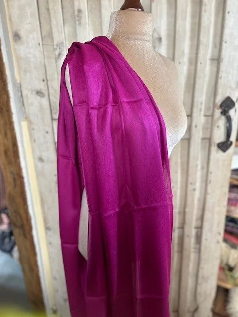 Magenta Pink lightweight wool & silk pashmina shawl by Pashmina Love view 3