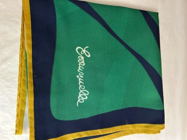 Gorgeous bold print Emanuelle hand rolled edged square scarf view 4
