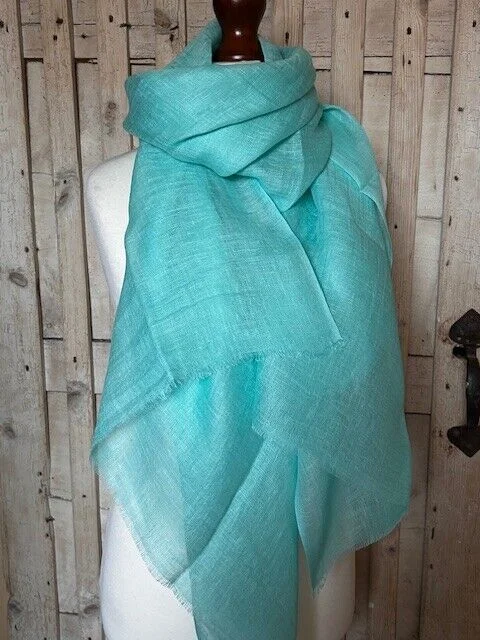 Pure linen peppermint fine lightweight pashmina by Pashmina Love