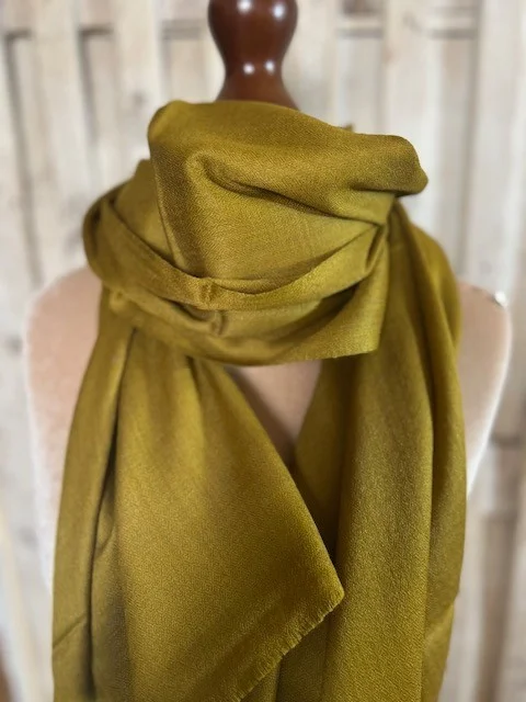 Antique Gold lightweight wool & silk pashmina shawl by Pashmina Love view 2