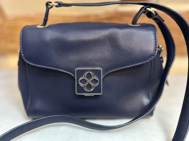 French navy blue soft leather small size multi function grab xb shoulder bag view 2