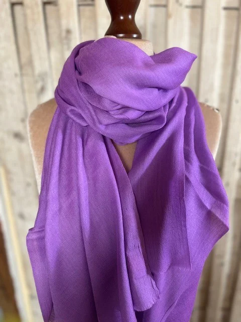 Regal Purple lightweight wool & silk pashmina shawl by Pashmina Love view 2