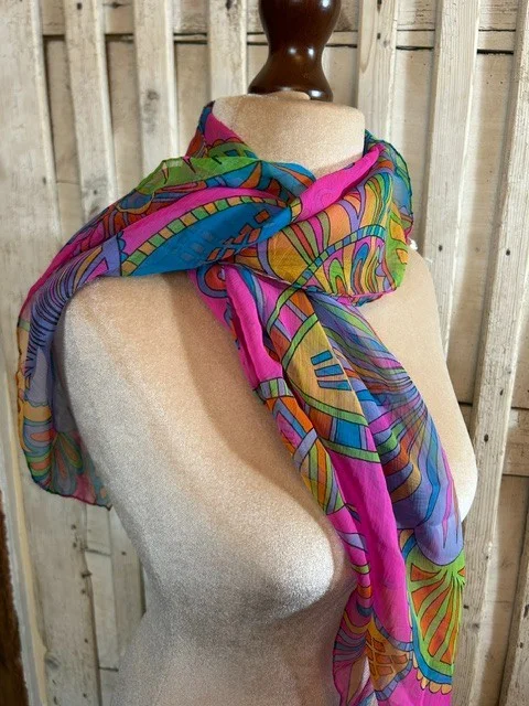 SALTERIO retro 60's vibe printed square scarf