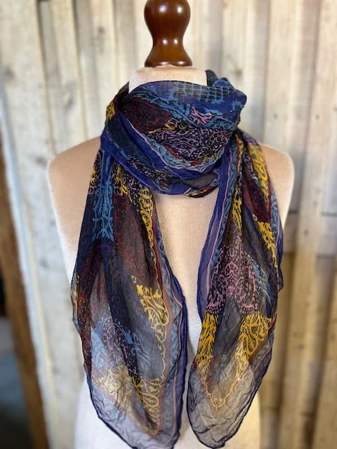Large fine lightweight chiffon multi coloured square scarf view 4