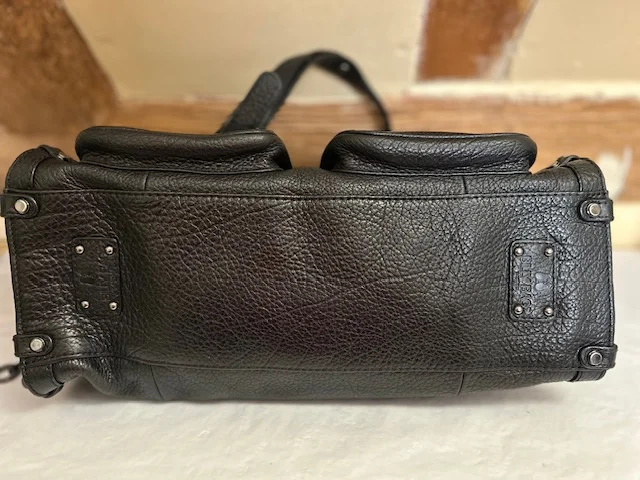 BILLY BAG black grained leather satchel saddle top handle shoulder bag view 6