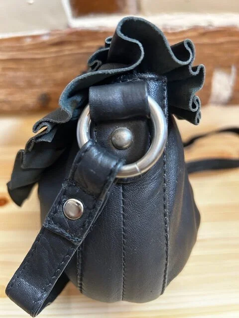 SUZY SMITH butter soft black leather shoulder xb bag view 8