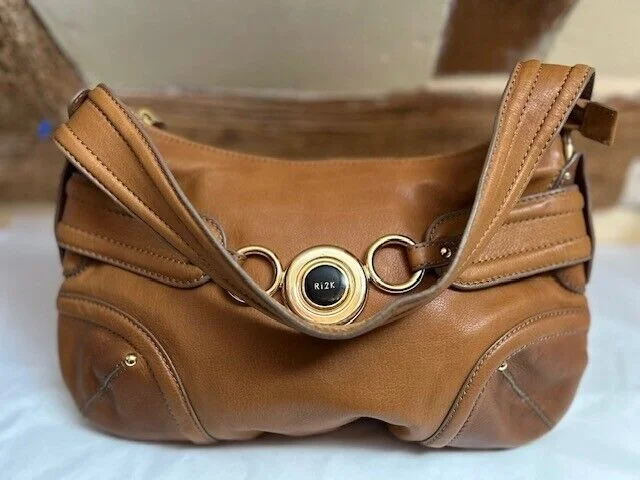 Ri2K chestnut quality leather east west shape shoulder bag view 3